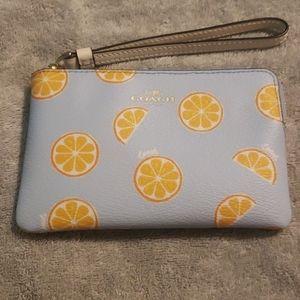 Coach - Corner Zip Wristlet with Orange pattern